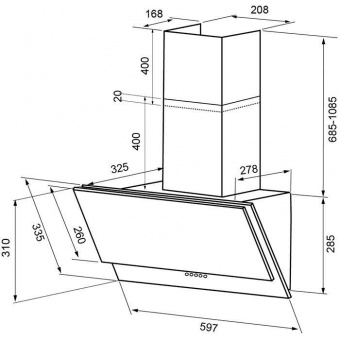 Вытяжка каминная Krona Olly 600 PB черный управление: кнопочное (1 мотор) от магазина РЭССИ