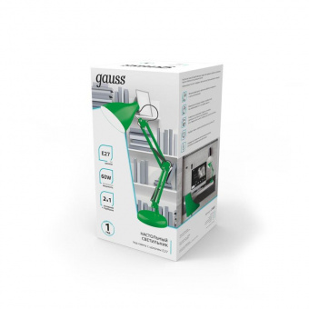 Светильник Gauss GT0033 настольный на струбцине/основание E27 зеленый 60Вт от магазина РЭССИ