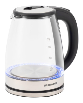Чайник электрический Starwind SKG4777 1.8л. 2000Вт черный/прозрачный (корпус: стекло) от магазина РЭССИ
