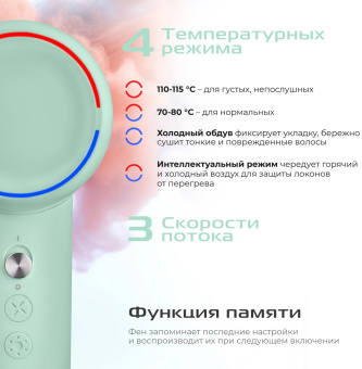 Фен Red Solution F572 1400Вт зеленый/мятный от магазина РЭССИ