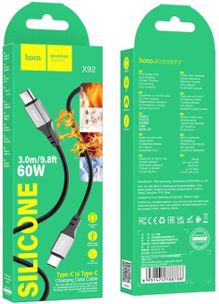 Кабель Hoco X92 Honest X92 HONEST TYPE-C TO TYPE-C USB Type-C-USB Type-C 3м черный коробка от магазина РЭССИ
