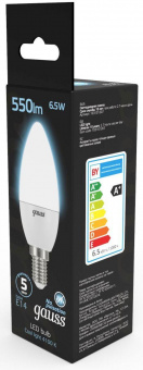 Лампа светодиодная Gauss Black 6.5Вт цок.:E14 свеча 220B 4100K св.свеч.бел.ней. C37 (упак.:10шт) (103101207) от магазина РЭССИ