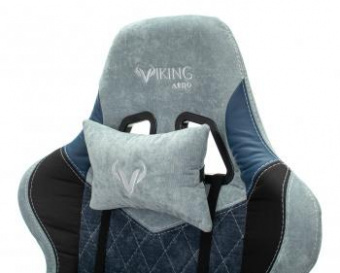 Кресло игровое Zombie VIKING 7 KNIGHT Fabric голубой текстиль/эко.кожа с подголов. крестов. металл
