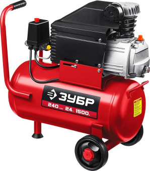 Компрессор поршневой Зубр КПМ-240-24 масляный 240л/мин 24л 1500Вт красный от магазина РЭССИ