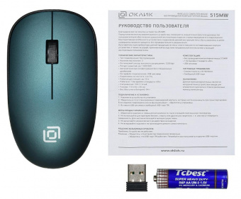 Мышь Оклик 515MW черный/зеленый оптическая (1000dpi) беспроводная USB для ноутбука (3but) от магазина РЭССИ