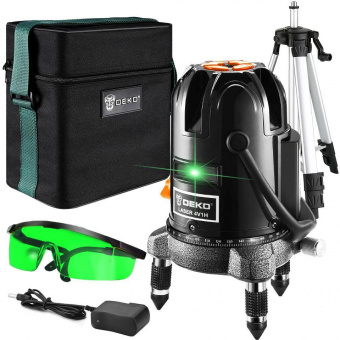 Уровень лазер. Deko LL57GA SET 2 2кл.лаз. цв.луч. зеленый 3луч. (065-0295) от магазина РЭССИ