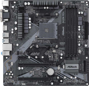 Материнская плата Asrock B450M PRO4 R2.0 Soc-AM4 AMD B450 4xDDR4 mATX AC`97 8ch(7.1) GbLAN RAID+VGA+DVI+HDMI от магазина РЭССИ