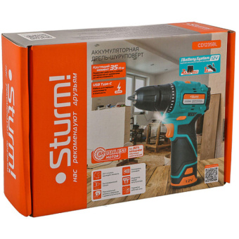 Аккумуляторный шуруповерт Sturm 1BatterySystem12V CD1235BL от магазина РЭССИ