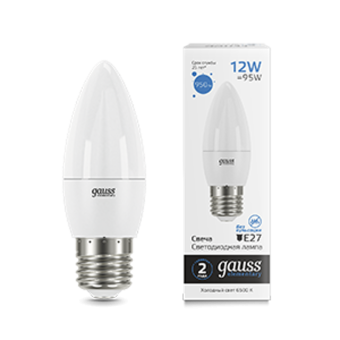 Лампа светодиодная Gauss Elementary 30232 12Вт цок.:E27 свеча 220B 6500K св.свеч.бел.хол. (упак.:10шт) от магазина РЭССИ
