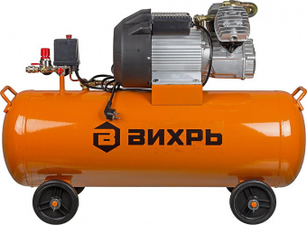 Компрессор поршневой Вихрь КМП-400/100 масляный 400л/мин 100л 2500Вт оранжевый от магазина РЭССИ