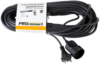 Удлинитель силовой PROconnect PROc-Uc (11-7115) 2x0.75кв.мм 1розет. 20м ПВС 6A без катушки черный от магазина РЭССИ