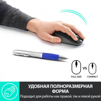 Мышь Logitech M190 черный/темно-серый оптическая (1000dpi) беспроводная USB для ноутбука (2but) от магазина РЭССИ