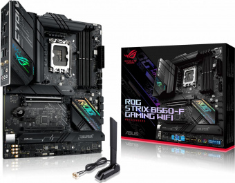Материнская плата Asus ROG STRIX B660-F GAMING WIFI Soc-1700 Intel B660 4xDDR5 ATX AC`97 8ch(7.1) 2.5Gg RAID+HDMI+DP от магазина РЭССИ