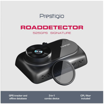 Видеорегистратор с радар-детектором Prestigio RoadDetector 525GPS GPS черный от магазина РЭССИ