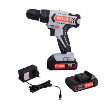 Дрель-шуруповерт Ресанта ДА-18-2ЛК-У аккум. патрон:быстрозажимной (кейс в комплекте) (75/14/6) от магазина РЭССИ