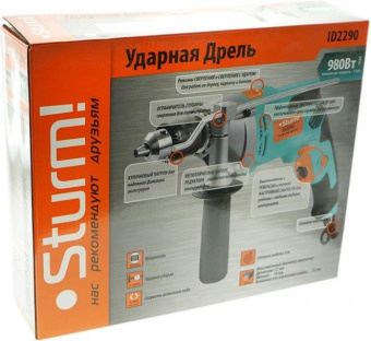 Дрель ударная Sturm! ID2290 980Вт ключевой реверс от магазина РЭССИ