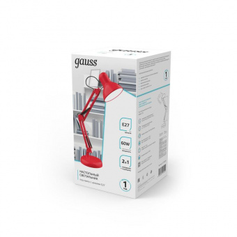 Светильник Gauss GT0024 настольный на струбцине/основание E27 красный 60Вт от магазина РЭССИ