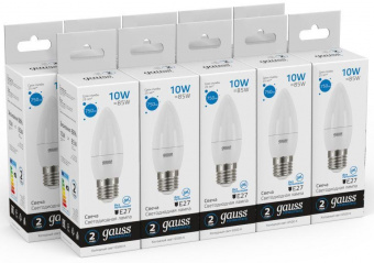 Лампа светодиодная Gauss Elementary 30230 10Вт цок.:E27 свеча 220B 6500K св.свеч.бел.хол. (упак.:10шт) от магазина РЭССИ