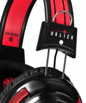 Наушники с микрофоном Оклик HS-G300 ARMAGEDDON черный/красный 2.3м мониторные оголовье (337457) от магазина РЭССИ