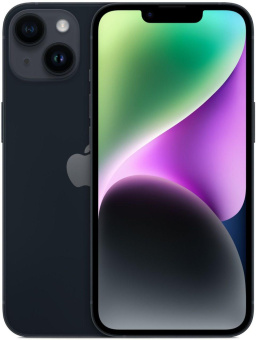 Смартфон Apple A2884 iPhone 14 128Gb 6Gb темная ночь моноблок 3G 4G 2Sim 6.1" 1170x2532 iOS 16 12Mpix 802.11 a/b/g/n/ac/ax NFC GPS TouchSc Protect от магазина РЭССИ