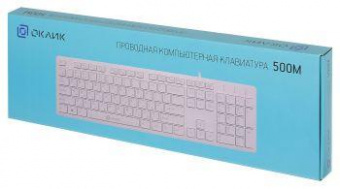 Клавиатура Оклик 500M белый USB slim Multimedia от магазина РЭССИ