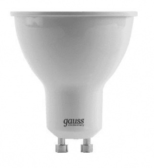 Лампа светодиодная Gauss Elementary MR16 5.5Вт цок.:GU10 спот 220B 3000K св.свеч.бел.теп. (упак.:10шт) (13616) от магазина РЭССИ