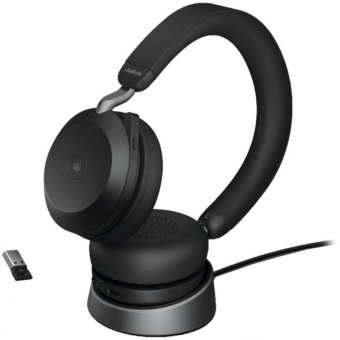 Наушники с микрофоном Jabra Evolve2 75, Link380a MS Stereo Black черный накладные BT/Radio оголовье (27599-999-999) от магазина РЭССИ