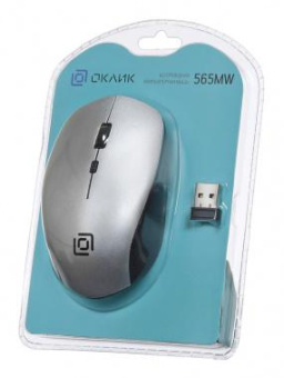 Мышь Оклик 565MW glossy черный/серебристый оптическая (1600dpi) беспроводная USB для ноутбука (4but) от магазина РЭССИ