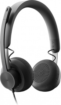Наушники с микрофоном Logitech Zone Wired UC черный матовый 1.9м накладные USB оголовье (981-000875) от магазина РЭССИ