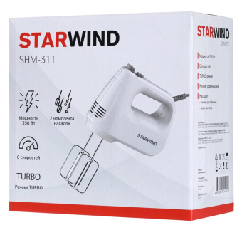 Миксер ручной Starwind SHM-311 350Вт белый от магазина РЭССИ