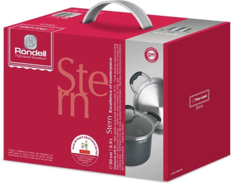 Кастрюля Rondell Stern RDS-010 3.9л. d=20см (с крышкой) т.серый от магазина РЭССИ