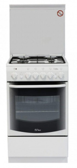 Плита Комбинированная De Luxe 5040.20гэ ЧР белый (стеклянная крышка) реш.чугун от магазина РЭССИ