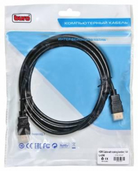 Кабель аудио-видео Buro HDMI 1.4 HDMI (m)/HDMI (m) 2м. Позолоченные контакты черный (BHP2M) от магазина РЭССИ