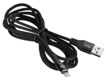Кабель Digma LIGHT-2M-BRAIDED-BLK USB (m)-Lightning (m) 2м черный от магазина РЭССИ