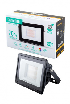 Прожектор Camelion Smart Home LFL/SH-20/RGBCW/WIFI светодиодный, диммируемый, 20Вт, 2700-6500K+RGB IP65 черный от магазина РЭССИ