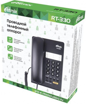 Телефон проводной Ritmix RT-330 черный от магазина РЭССИ