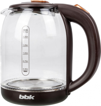Чайник электрический BBK EK1727G 1.7л. 2200Вт коричневый корпус: стекло/пластик от магазина РЭССИ
