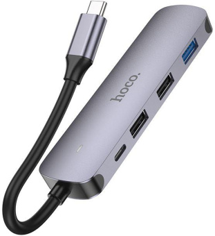 Разветвитель USB-C Hoco HB27 4порт. серый от магазина РЭССИ