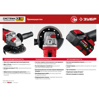 Углошлифовальная машина Зубр УШМ-18-125 10000об/мин рез.шпин.:M14 d=125мм от магазина РЭССИ