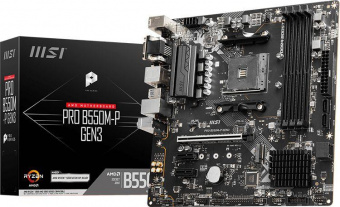 Материнская плата MSI PRO B550M-P GEN3 Soc-AM4 AMD B550 4xDDR4 mATX AC`97 8ch(7.1) GbLAN RAID+VGA+DVI+HDMI от магазина РЭССИ