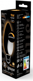 Лампа светодиодная Gauss Filament 103201109-D 9Вт цок.:E14 свеча 220B 3000K св.свеч.бел.теп. (упак.:10шт) от магазина РЭССИ