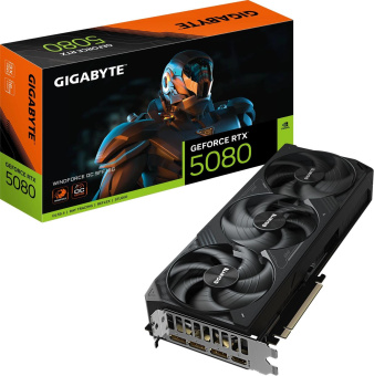 Видеокарта Gigabyte PCI-E 5.0 GV-N5080WF3OC-16GD 1.0 NVIDIA GeForce RTX 5080 16Gb 256bit GDDR7 2670/30000 HDMIx1 DPx3 HDCP Ret от магазина РЭССИ