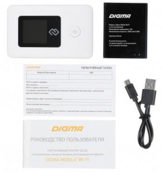 Модем 3G/4G Digma Mobile WiFi DMW1969 micro USB Wi-Fi Firewall +Router внешний белый от магазина РЭССИ