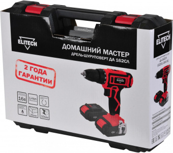 Дрель-шуруповерт Elitech ДА 162СЛ аккум. патрон:быстрозажимной (кейс в комплекте) (E2201.016.01) от магазина РЭССИ