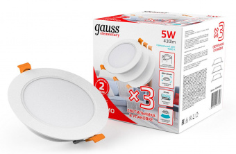 Светильник Gauss Elementary Downlight 5Вт 4000K белый круглый (9100420205T) от магазина РЭССИ