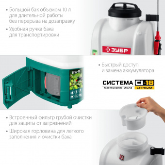 Опрыскиватель Зубр Мастер ОПЛ-10 аккум. наплеч. 10л зеленый/белый (ОПЛ-10) от магазина РЭССИ