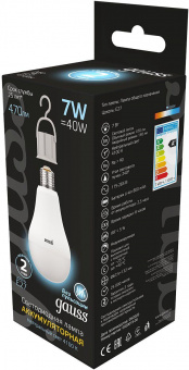 Лампа светодиодная Gauss A60 7Вт цок.:E27 груша 220B 4100K св.свеч.бел.ней. (упак.:1шт) (102402207) от магазина РЭССИ