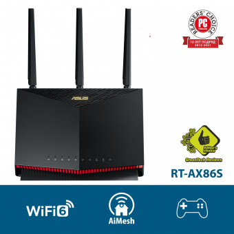 Роутер беспроводной Asus RT-AX86S AX5700 10/100/1000BASE-TX/4G ready черный от магазина РЭССИ