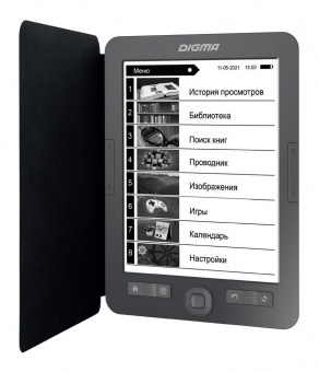 Электронная книга Digma M1 6" E-ink HD Pearl 758x1024 600MHz 128Mb/4Gb/SD/microSDHC темно-серый (в компл.:обложка) от магазина РЭССИ