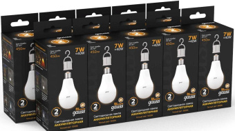 Лампа светодиодная Gauss A60 7Вт цок.:E27 груша 220B 3000K св.свеч.бел.теп. (упак.:1шт) (102402107) от магазина РЭССИ